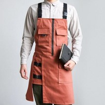업소용앞치마 주방 앞치마 민소매 요리사 북유럽 오버올 델글래스 여자 남자 커플 네일 살롱 청소 도구 뷰티 헬스 케어 남녀 공용, 없음, Brick Red+75cm x 60cm
