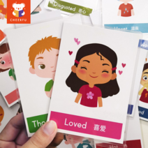 영어 단어 플래시카드 조기 교육 학습 영어 단어 카드 유아 학습 카드, 24 Pcs 감정