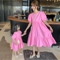 바로배송 ﻿﻿﻿﻿﻿(맘커플 )﻿핑크원피스 엄마랑딸 바캉스 나들이 데일리룩 귀여운스타일