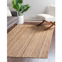 Unique Loom 브레이드 주트 컬렉션 클래식 품질 천연 수제 부분 러그 (61 x 91.4cm(2 x 3피트) 직사각형 내추럴), Runner 2 7 x 8 0