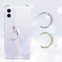 로윈 휴대폰 핑거스트랩 +1 클래식줄 하나더 오로라 크리스탈 팬던트 키링 핸드폰스트랩, D1 골드문, 레드