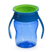 와우컵 베이비 트라이탄 360도 물병 207ml 뚜껑 포함, 블루, 1개
