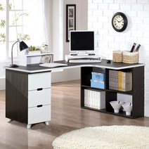 ES 책상 책장 3단서랍통 컴퓨터책상 책꽂이 학생책상, 월넛