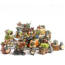 지브리 토토로 다육이 화분 분재 미니 소품 장식 도자기, 검은 고양이 벽  화분