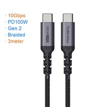 호환 URVNS 40Gbps/5K/100W Thunderbolt 3 USB C 케이블 20V/5A 지원 단일 5K 60hz 또는 2x4K 모니터 USB-C 도킹 스테이션, [08] 10Gbps Gen2 (3m)