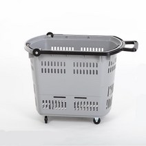 바퀴달린 대형마트 장바구니 손잡이있는 카트 바구니, 1개, 라지 레드