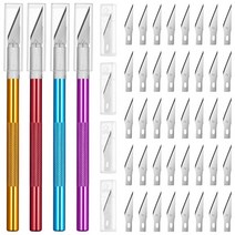 목공부품 4Pcs Craft Knife Hobby With 40 Pieces Stainless Steel Blades Kit For Cutting Carving Scrapb, 01 그린 & 오렌지