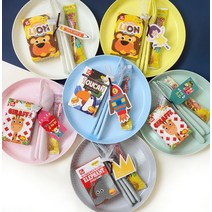 구디백 [답례품] 디저트접시세트 (블럭 간식), 컬러풀블루만-여자친구-안함