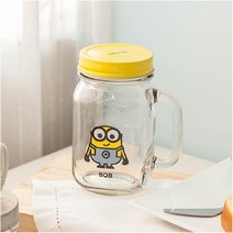 [Su♭] 미니언즈 드링킹자 450ml (밥) 캐릭터컵 투명잔 카페유리 링킹 머그잔 주방용품 음료 에이 유리잔 _Πj_ea, Φ본상품Φ, !기본상품!