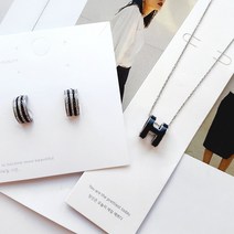 서지컬 큐빅귀걸이 이니셜 H 목걸이 세트