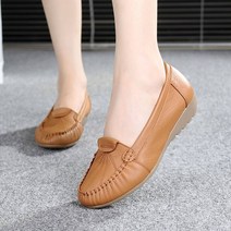 여성 가죽 로퍼 포인트 구두 단화 발편한 하이힐 보트화 신발 캐주얼 패션 데이트 봄 여름 별빛스토어 봄과 가을 가죽 어머니 신발 편안하고 안티 슬립 여자 싱글 신발 여성 소프트 바닥 콩 신발 빨간색 중간 및 노인 평평한 가죽 신발