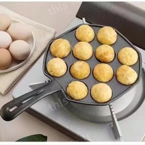 타코야끼인덕션 타코야끼팬 타코야끼세트 가정용 만들기 문어빵, 아이언 핸들 12홀스틸포크 2개오일브러시1개