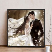 푸아이 3D 보석십자수 웨딩 커플 +행운십자수(30x30) 사칭업체주의 판매자 푸아이 꼭 확인후 주문 PW597, 1세트, 80x80cm
