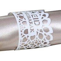 100pcs Ramadan Decoration Napkin Holder Hollow Out Paper Ring Eid Mubarak Muslim, [01] BZ