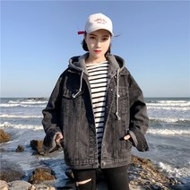 스타일리스트 제이 여성 루즈핏 후드 청자켓