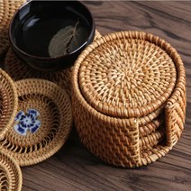 라탄 티코스터 컵받침, A_8cm(품.절)