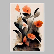 [바보사랑] 슬림 인테리어액자 Coral Flowers A2사이즈[마이월플레이즈], 무광골드
