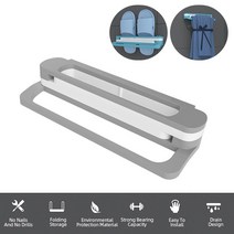 Foldable 4-in-one Self Adhesive Shoes Rack Multifunctional Wall-mounted Slipper Retractable Bathroom, [04] Gray-B