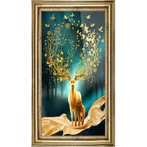 DIY 잇치치 원단형 보석십자수 금전수 국내 돈나무 재물 행운 복 사업번창, 03.40X70-행운과사슴(8184)