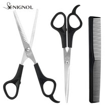 미용 이발사 가위 세트 스테인레스 senignol 3pcs 전문 헤어 커팅 사 스타일링 도구 빗 이발사 액세서리