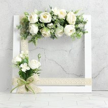 포유더샵 납골당장식 리스 납골당 조화 장식, 라일락나넌장식 크림빛(22x22)