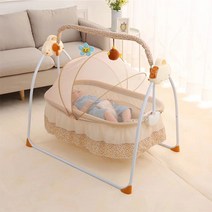 전동 바운서 아기 크래들 스윙 신생아 흔들 침대 의자, 09. 미디움 베이지 (85cm)