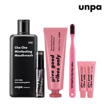 [언파] 차차 구강케어 기프트세트 (차차치약 100g+차차칫솔+마우스워시+브레스미스트+미니, 상세 설명 참조