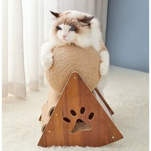 anybox 3in1 고양이 원형 원목 스크래쳐 볼 대형, B타입