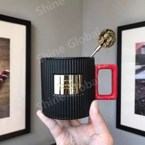 스타벅스 골드장식 머그컵 스벅 커피잔 머그잔 커피컵, 310ml 블랙골드 컵 + 교반 스틱