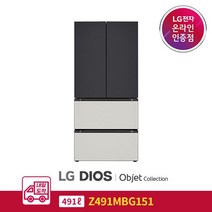 LG 오브제 컬렉션 김치냉장고 Z491MBG151 (491L 블랙＋그레이 1등급)
