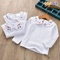 베베냐냐 국내배송 수줍나봄 여아 긴팔티셔츠 유아 티셔츠 카라티 여아 블라우스 꽃자수