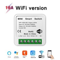 스마트 와이파이 스위치 16A 투야 앱으로 작동 스마트 조명 음성 제어 타이머 알렉사 구글 홈킷용 미니 벽 스위치 홈 오토메이션 모듈, 1pcs WiFi Version, 01-1pcs WiFi Version