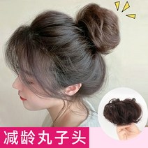 완자머리 가발 직발 곱슬머리 링 진발 흐트러지다 게으름뱅이 곱슬머리 장식 고온사 한복 가발 꽃가방, 진짜 웨이브. - 연갈색.
