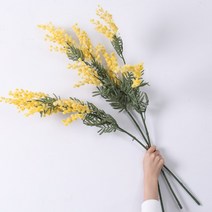센픽 조화 버터플라이꽃 갈대 양귀비 라일락 미니 꽃다발 국화 151 동백꽃 자작나무가지, 황록색 1가지