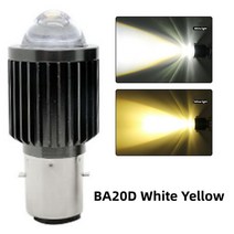 헤드라이트전구 차량전구 자동차안개등 할로겐등 1 오토바이 LED 헤드 라이트 BA20D H6 H4 6000k 슈퍼 밝은 하이 로우 빔 흰색 노란색 CSP 렌즈 전기 자동차 전구, [06] BA20D White Yellow 2