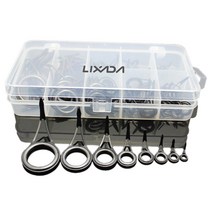 Lixada 75pcs 다양한 크기 낚싯대 가이드 팁 낚시 라인 회전 눈 링 탑 수리 키트 세트, 1개