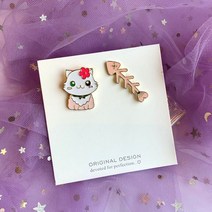 고양이 생선뼈 뱃지 세트