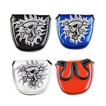 고급 pu 가죽 퍼터 커버 자석 타입개폐 말렛 타입 센터 샤프트에 적합 스컬, 빨강