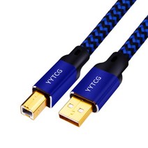 [해외]YYTCG Hifi USB 케이블 고품질 Type A to Type B Hifi Data Cable for DAC, 파란색, 5m