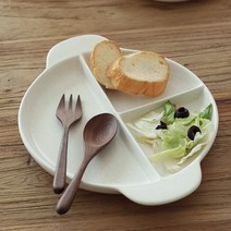 리카 2칸 3칸 나눔접시 2절 3절 반찬그릇 디저트접시 브런치접시 핑거푸드 점박이 그릇 도자기, L(10인치)