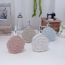 프로방스 로즈 장미 디스펜서 세제 보관 주방 욕실 도자기 인테리어 소품 디자인 상품, 화이트