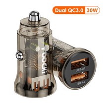 자동차 충전기 배터리 Toocki 차량용 USB 고속 충전기 충전 4.0 SCP 45W PD C 아이폰 샤오미 삼성, 02 Black Dual USB 30W