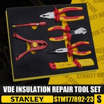STANLEY STMT77892-23 Vde 절연 수리 도구 세트 수공구 공구 레스트 플라이어 케이블 커터 와이어 클램프 6 피스, [01] STMT77892-23