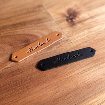 천연가죽 핸드메이드 육각형 라벨 55 x 10 mm 5개입 이태리 베지터블 통가죽, 초코브라운 5개입