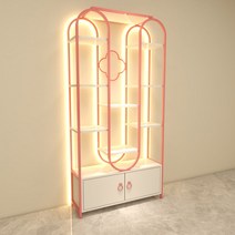 네일샵 진열대 매니큐어 진열장 선반 쇼케이스, 핑크(길이120x두께30x높이200)램프 있음