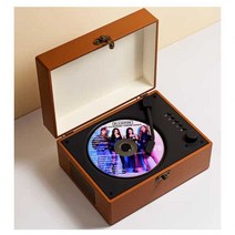 빈티지 레트로 CD 플레이어 스피커 음향도구 거치대, 러브호스브라운(충전모델)+CD+U디스크기능