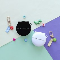 주문제작 이니셜 흘림체 엘지 톤프리 케이스 키링증정 HBS-TFN4 TFN5 TFN6 TFN7, 톤_프리_케이스_이니셜_흘림체_화이트, 하단케이스_블랙