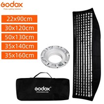 스튜디오 포토박스 셀프촬영 Godox 22x90cm 30x120cm 35x160cm 직사각형 스트립 허니컴 그리드 softbox for bowens 마운트 소품 소프트박스, 35x140cm