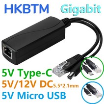 HKBTM 기가비트 PoE 분배기 IP 카메라/Raspberry PI/sensecap/Bobcat 용 이더넷을 통한 마이크로 USB/Type-, 09 5V MircoUSB(100M)