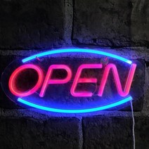 DGITEM LED 네온사인 헬로 오픈 간판 조명 개업선물, 오픈 네온사인